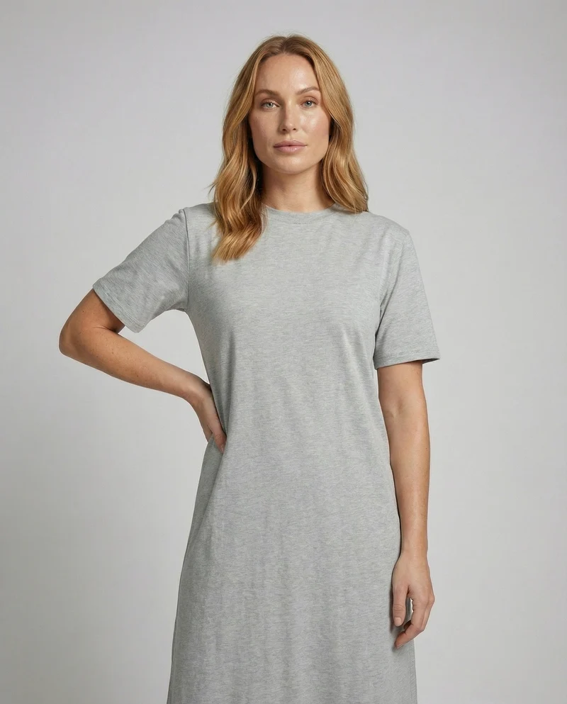 Damen knöchellanges Jersey-Maxikleid im T-Shirt-Stil