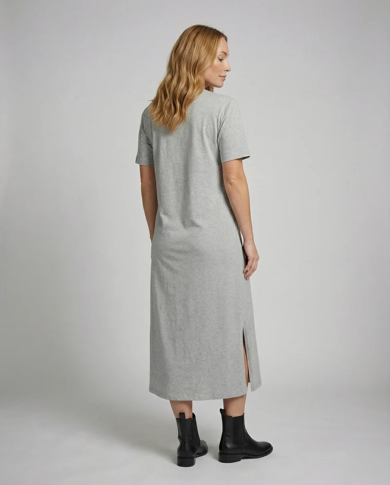 Damen knöchellanges Jersey-Maxikleid im T-Shirt-Stil