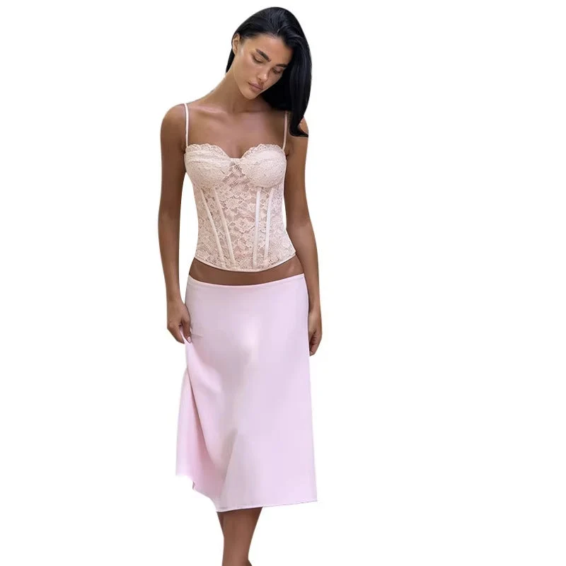 Damen Spitzen-Corsage mit verstellbaren Trägern und verdecktem Verschluss