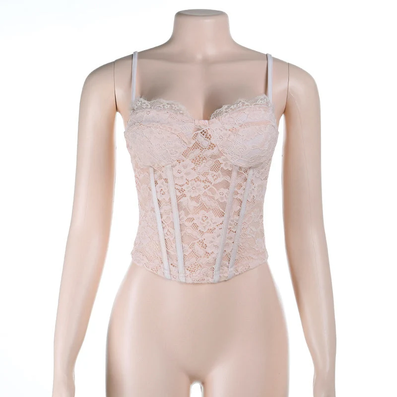 Damen Spitzen-Corsage mit verstellbaren Trägern und verdecktem Verschluss