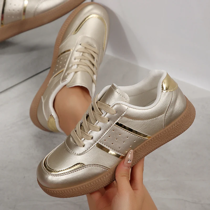 Damen Sportliche Sneakers mit schimmernden Akzenten und rutschfester Laufsohle