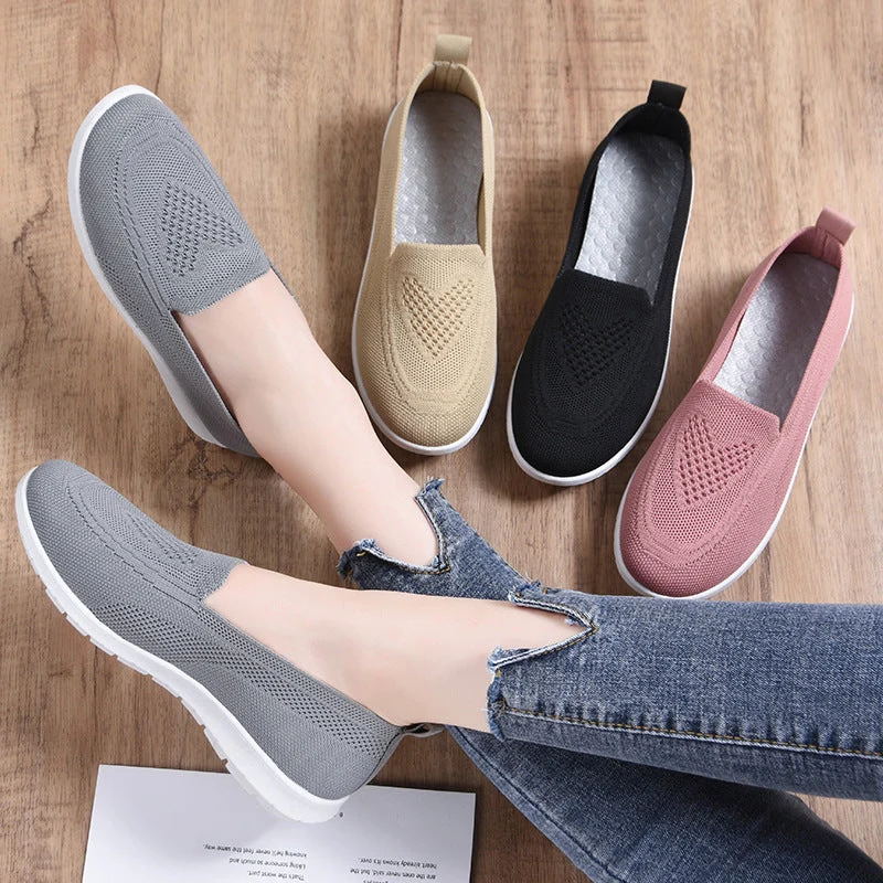 Damen Atmungsaktive Slip-On Freizeitschuhe mit flexiblem Mesh-Obermaterial