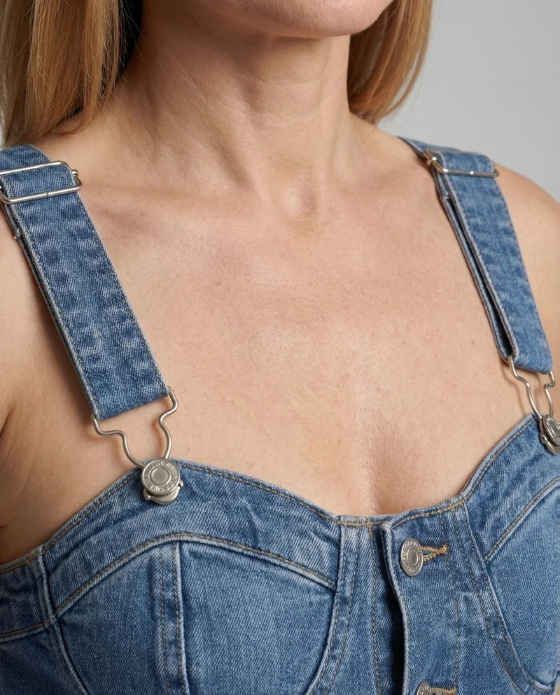 Damen Denim Latzshorts Tailliert