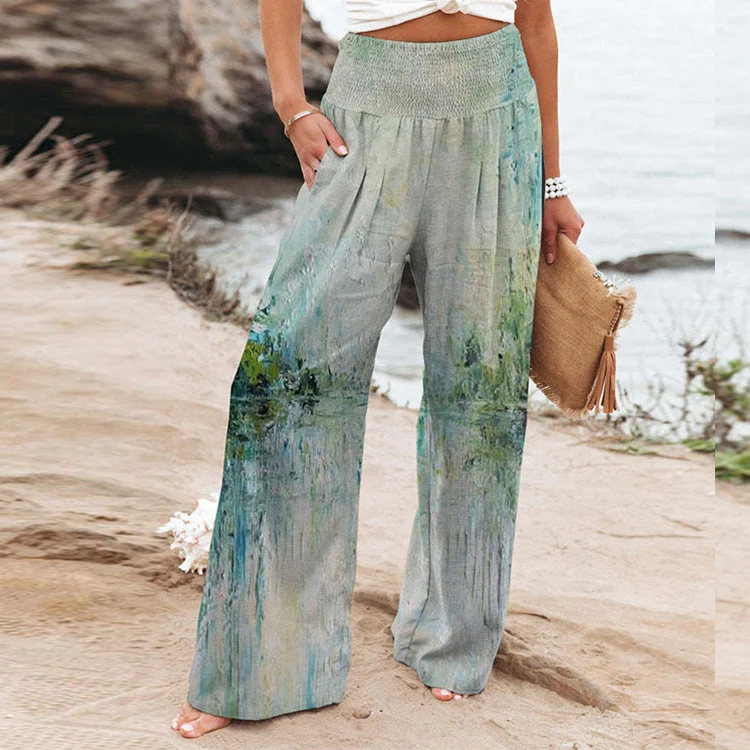 Damen Weite Sommerhose mit floralen Designs und elastischem Bund