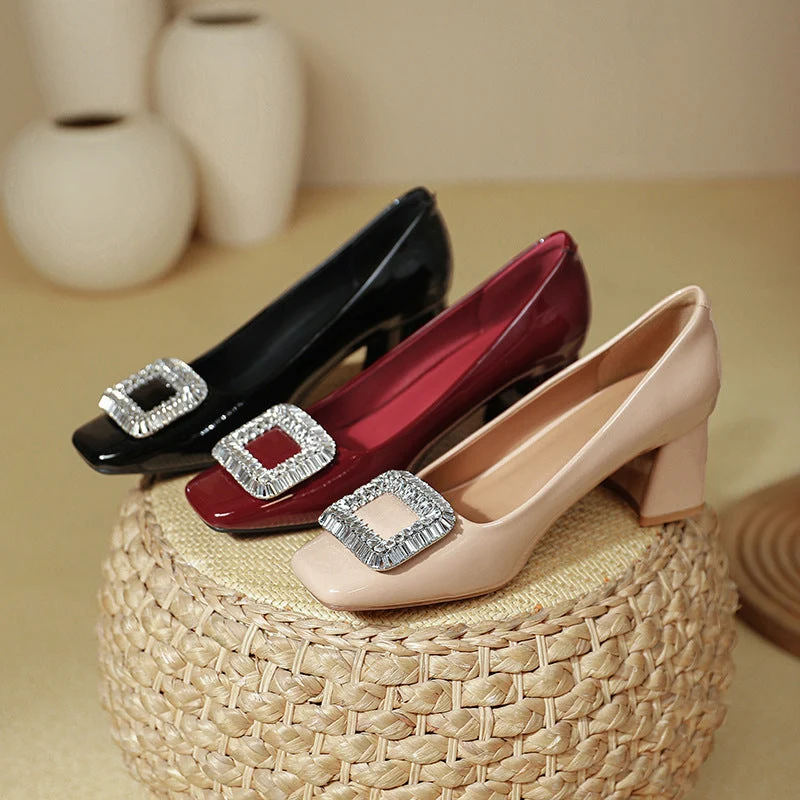 Damen Elegante Pumps mit funkelndem Schmuckdetail und komfortablem Blockabsatz Nord Taschen