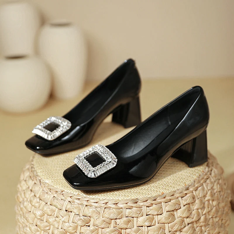 Damen Elegante Pumps mit funkelndem Schmuckdetail und komfortablem Blockabsatz Nord Taschen