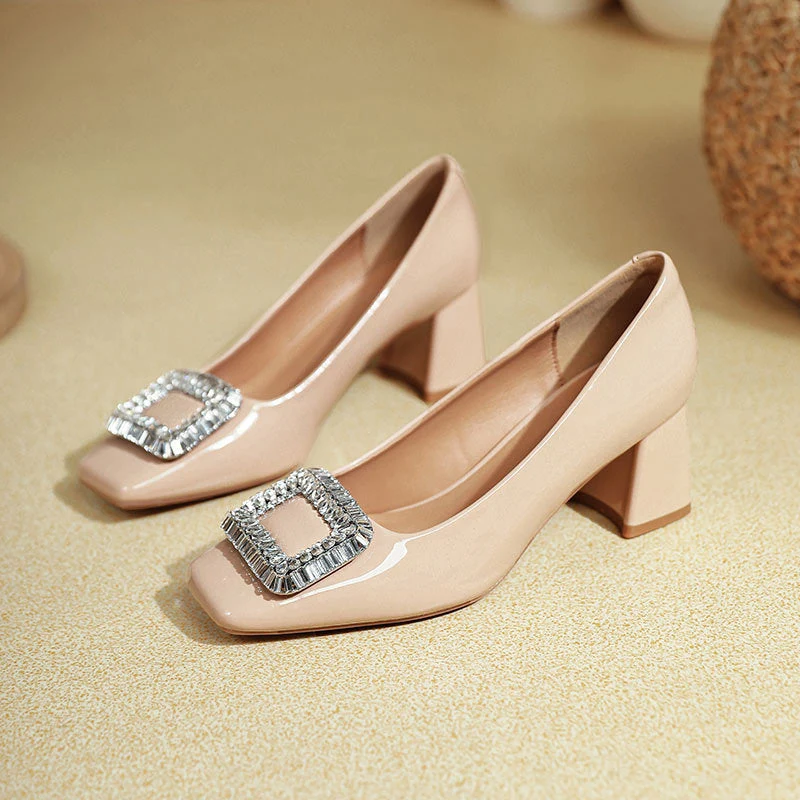 Damen Elegante Pumps mit funkelndem Schmuckdetail und komfortablem Blockabsatz Nord Taschen