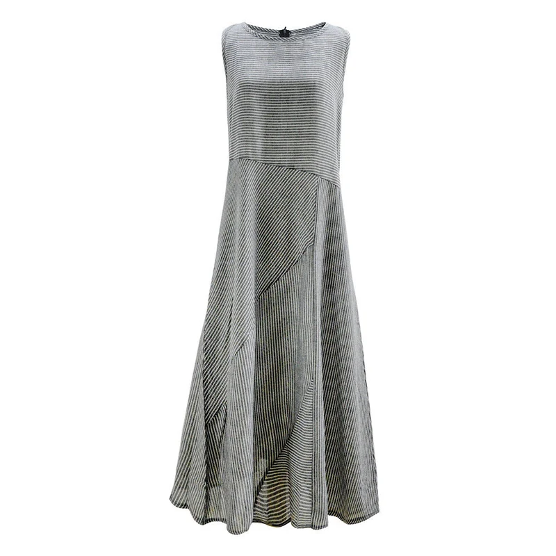 Damen Maxikleid mit Taillenbetonung und schrägem Streifenmuster