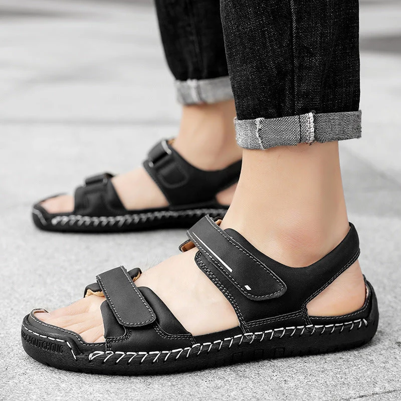 Herren Atmungsaktive Veloursleder-Sandalen mit verstellbarem Riemen