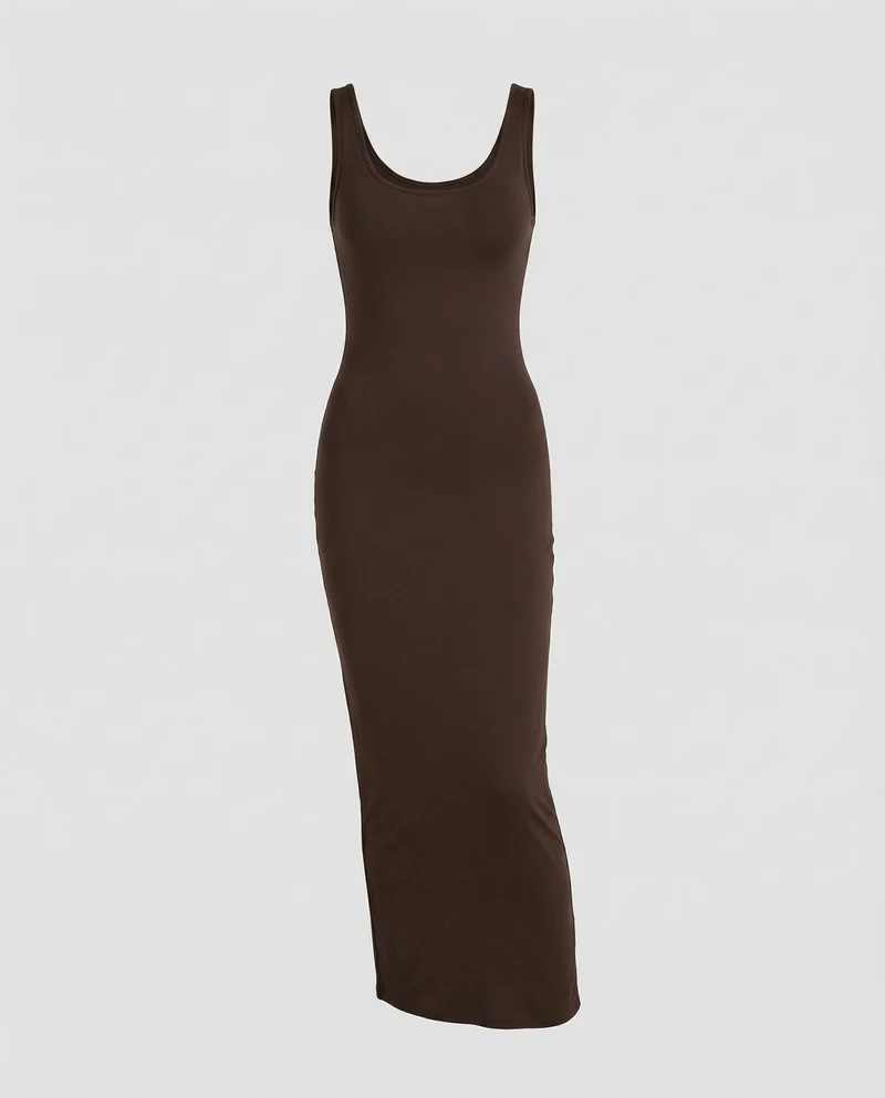 Damen Schmale Figurbetonte Baumwoll-Jersey Tank-Bodycon-Maxikleid