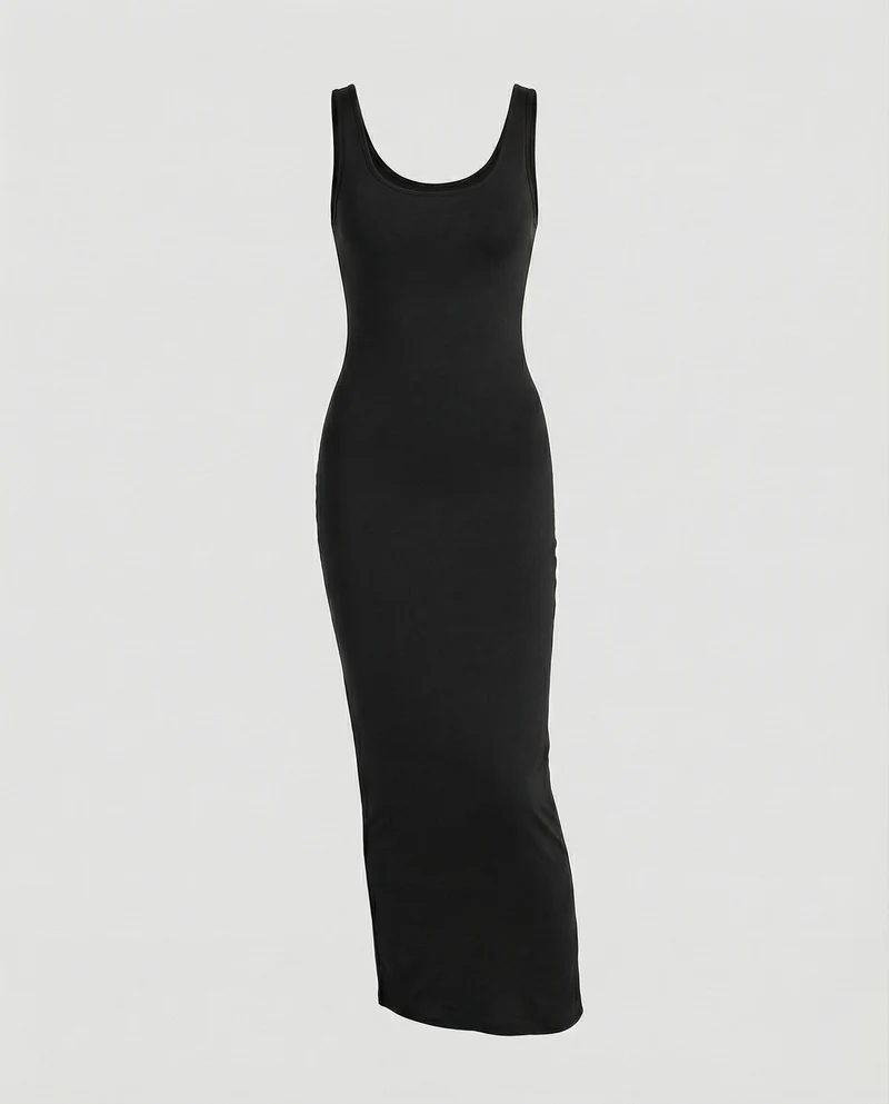 Damen Schmale Figurbetonte Baumwoll-Jersey Tank-Bodycon-Maxikleid