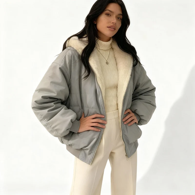 Komfort Fit Oversized Thermo Fleece Winterjacke Damen