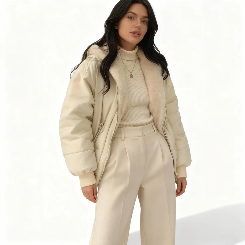 Komfort Fit Oversized Thermo Fleece Winterjacke Damen