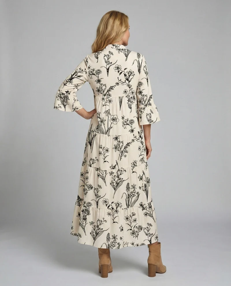 Damen Blumenkleid Maxikleid Floral