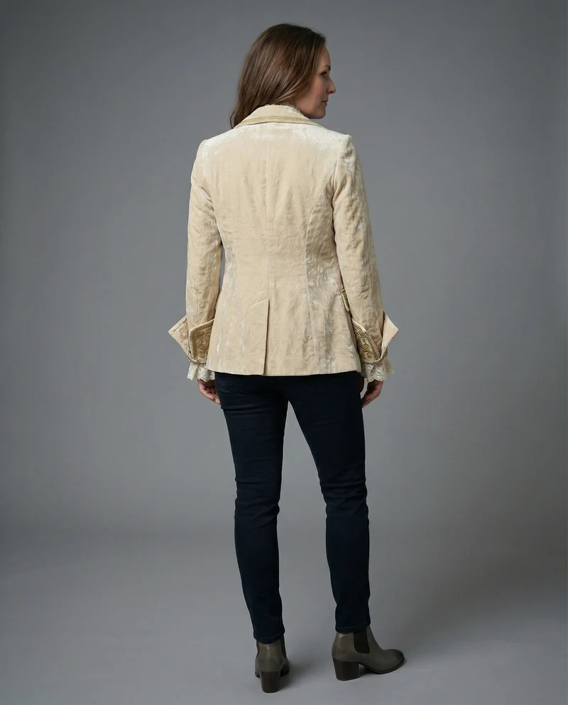 Damen Blazer Samt Stickerei