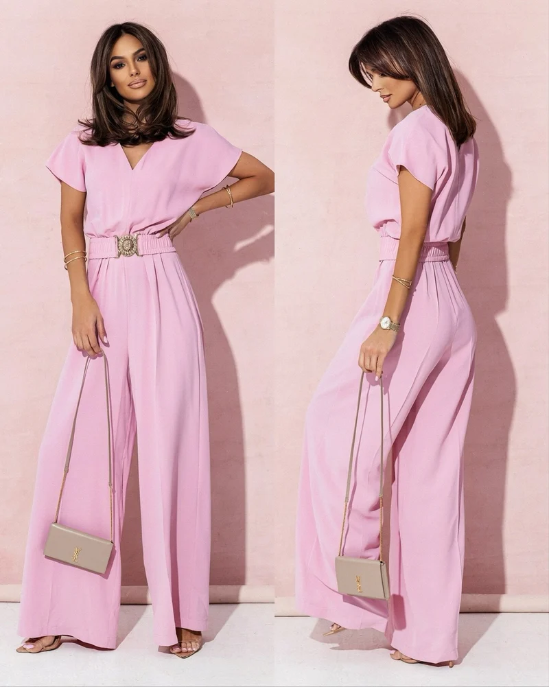 Damen Jumpsuit mit weitem Bein und trendigem Gürtel