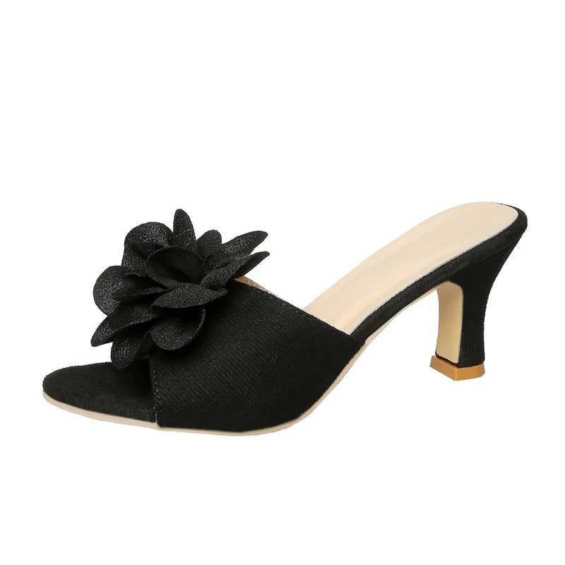 Damen Offene Elegant Sandalen mit floralem Akzent und stilvollem Blockabsatz