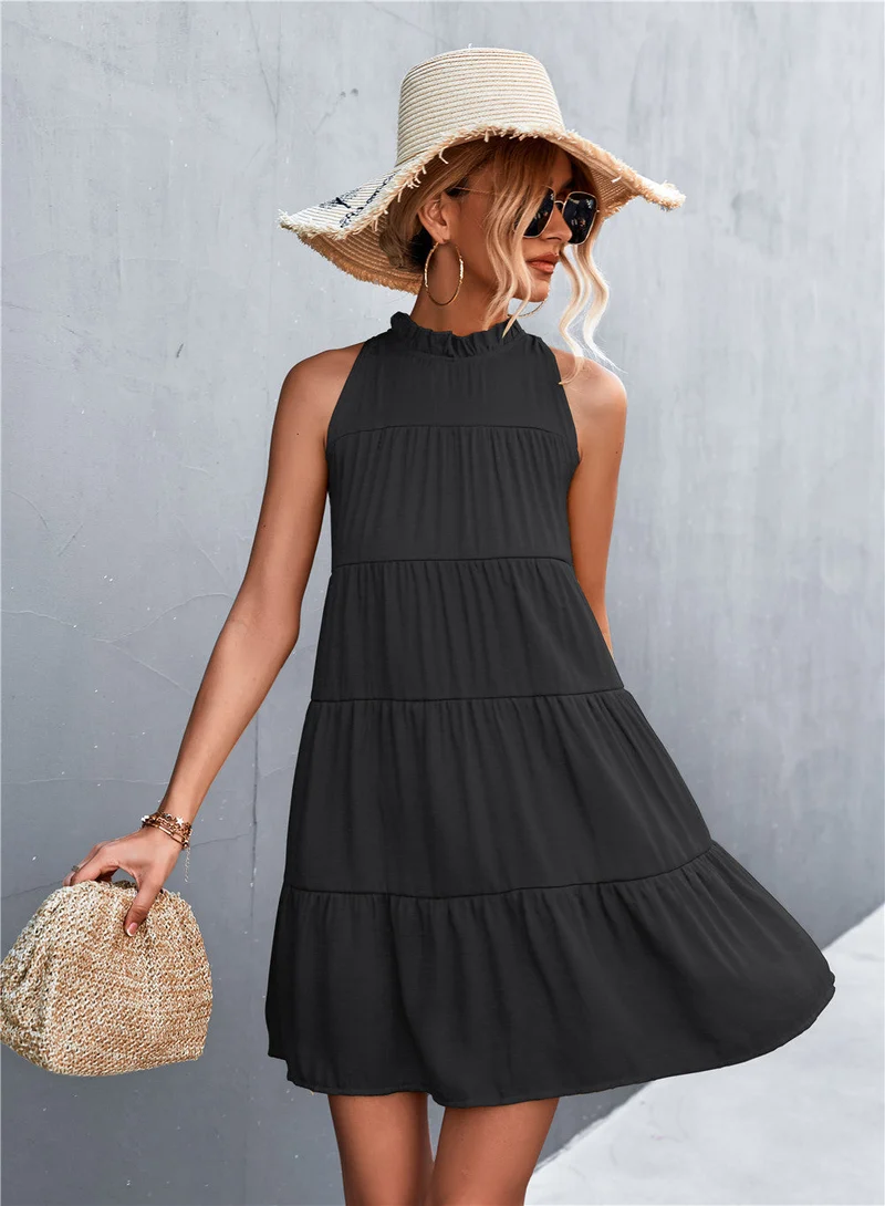 Damen Sommerliches Halterkleid mit Rüschen und schwingendem Rock Nord Taschen