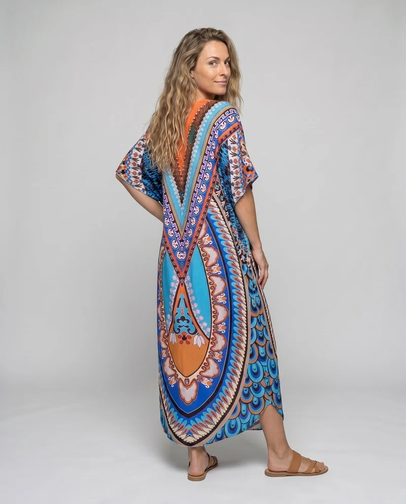 Damen Strandkaftan mit kunstvollem Muster
