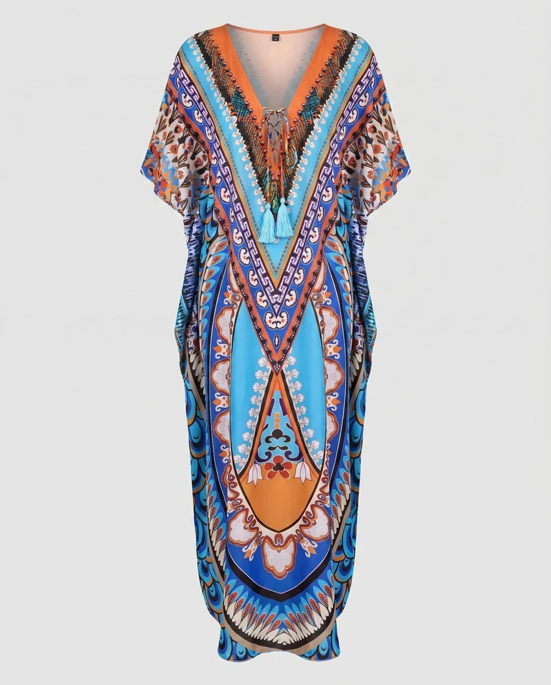 Damen Strandkaftan mit kunstvollem Muster