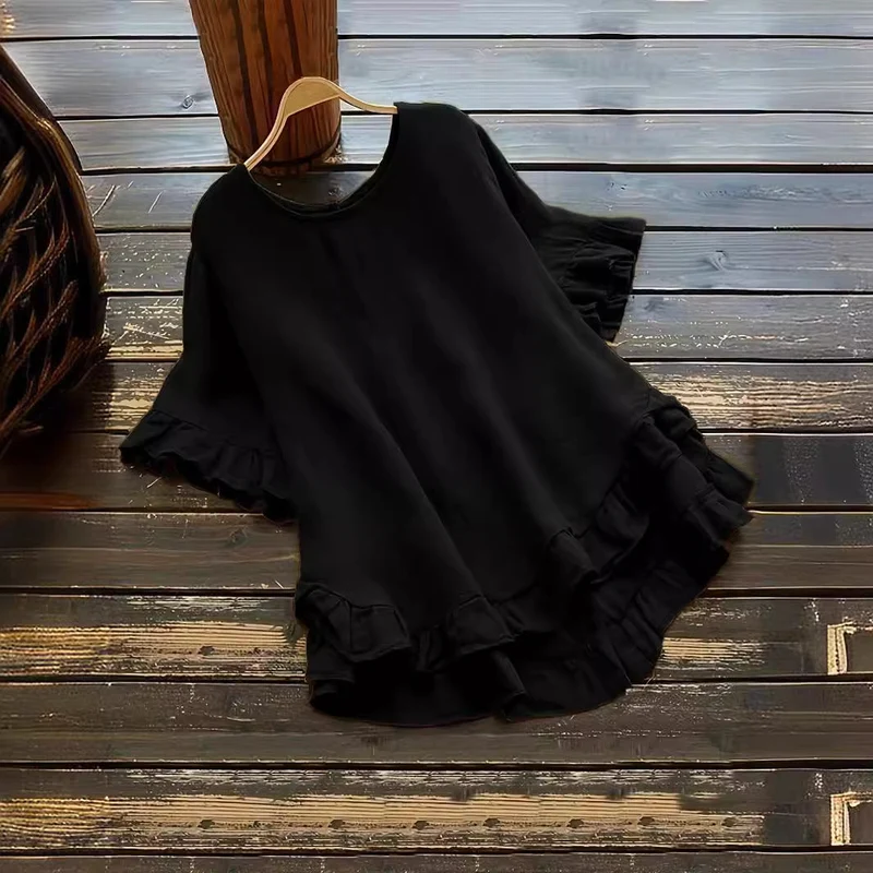 Damen lässiges Oberteil mit Rüschendetails und weit geschnittenem Design
