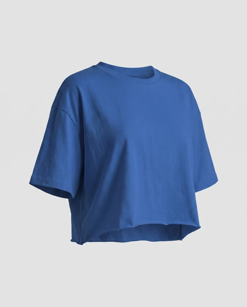 Damen cropped T-Shirt mit weit geschnittenen Ärmeln und modernem Ausschnitt