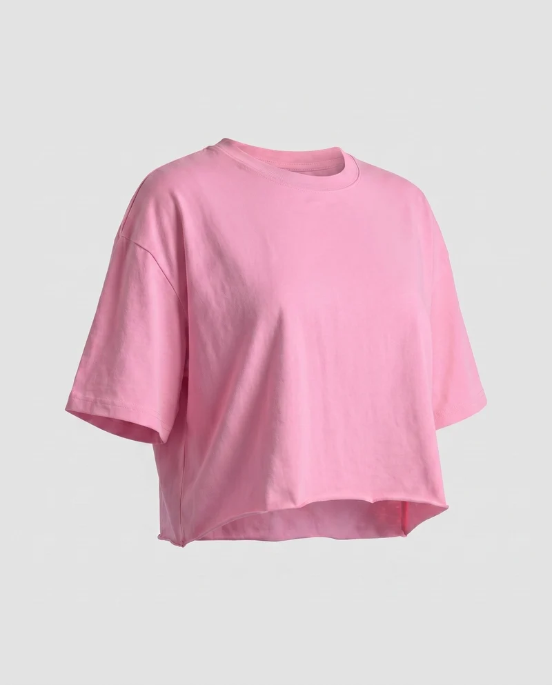 Damen cropped T-Shirt mit weit geschnittenen Ärmeln und modernem Ausschnitt