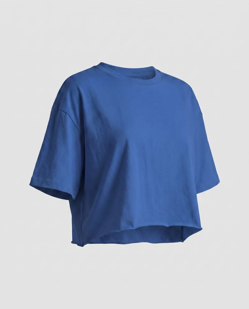 Damen cropped T-Shirt mit weit geschnittenen Ärmeln und modernem Ausschnitt