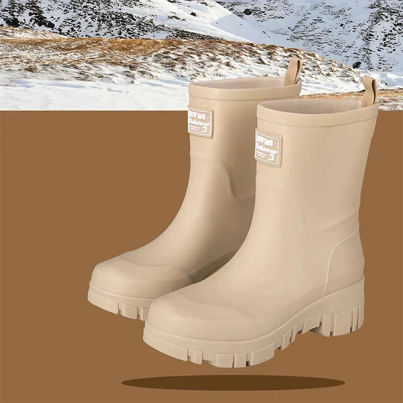 Damen Chelsea wasserdichte Stiefel mit Blockabsatz & gemusterter Sohle