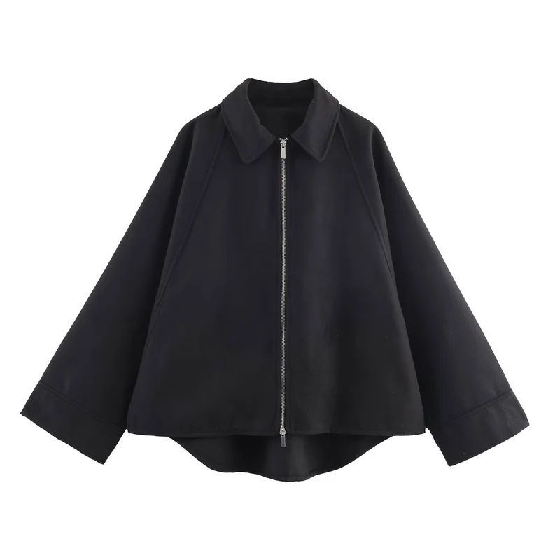 Damen minimalistische Übergangsjacke mit hohem Kragen
