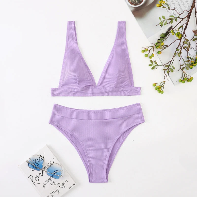 Damen Hoch geschnittener Bikini mit atmungsaktivem Oberteil und elastischem Bund Nord Taschen