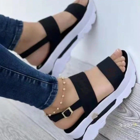 Damen Plateau-Sandalen mit verstellbarem Riemendesign und ergonomischer Sohle