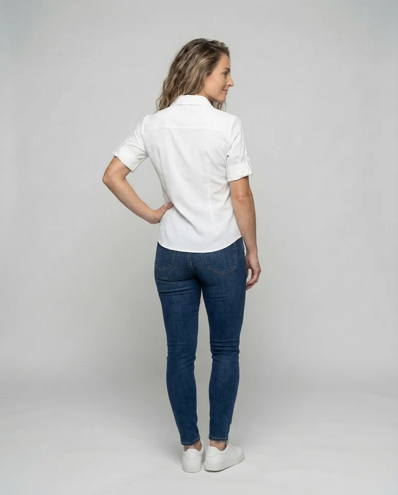 Damen Lässige Hemdbluse Krempelbare Ärmel
