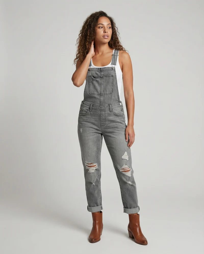 Damen Zerrissener Overall mit Eleganter Passform & Komfort