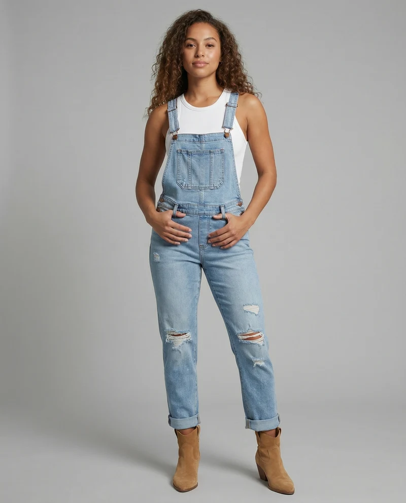 Damen Zerrissener Overall mit Eleganter Passform & Komfort
