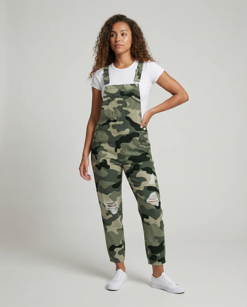 Damen Zerrissener Overall mit Eleganter Passform & Komfort