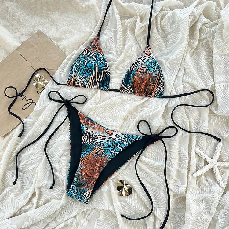 Damen Triangel-Bikini mit aufregendem Animal-Print