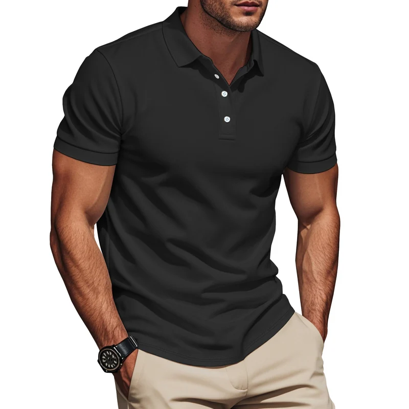 Herren nan Pima-Baumwoll-Polo mit Kentkragen, schmaler Silhouette und verstärkter Knopfleiste Nord Taschen