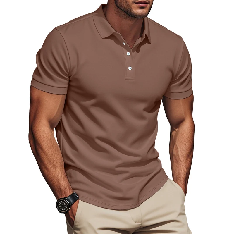 Herren nan Pima-Baumwoll-Polo mit Kentkragen, schmaler Silhouette und verstärkter Knopfleiste Nord Taschen