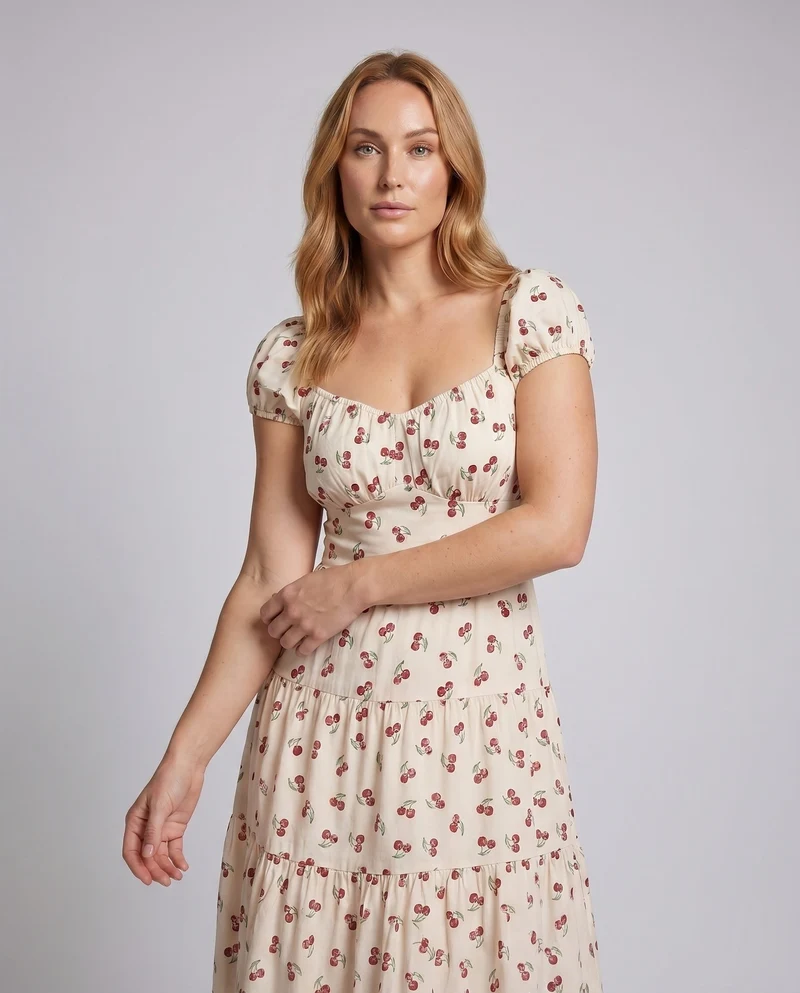 Damen Langarm Maxikleid mit floralem Design und schwingendem Rock