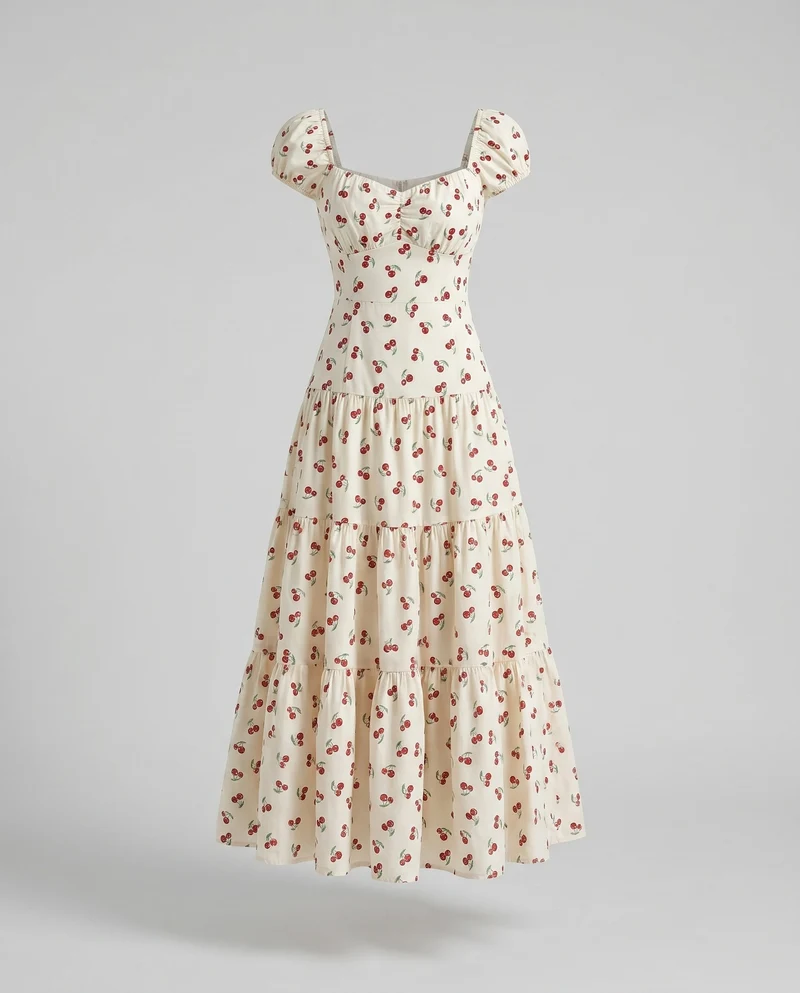 Damen Langarm Maxikleid mit floralem Design und schwingendem Rock