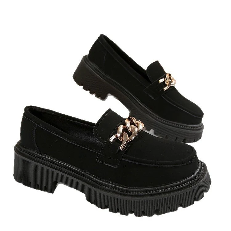Damen Chunky Loafers mit modischen Kettenakzenten und rutschfester Sohle