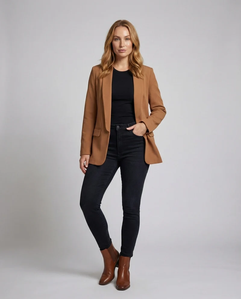 Damen Zeitlose Minimalistische Longblazer