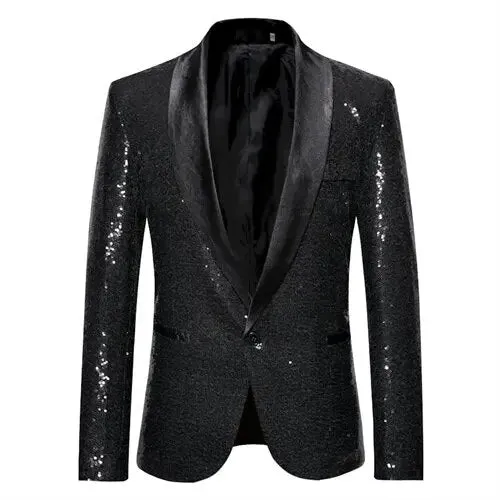 Glänzendes goldenes Squin-Glitz mit Knopf fleece Herren Blazer
