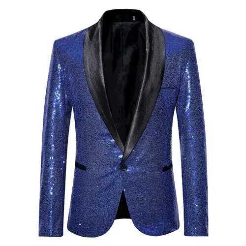 Glänzendes goldenes Squin-Glitz mit Knopf fleece Herren Blazer