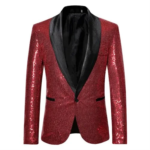 Glänzendes goldenes Squin-Glitz mit Knopf fleece Herren Blazer