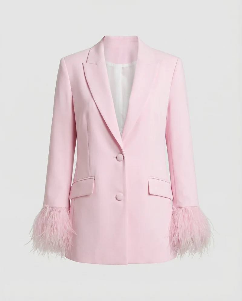 Damen eleganter Blazer mit auffälligen Federärmel