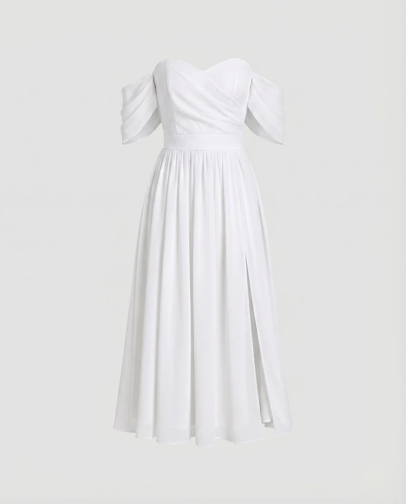Damen Abendkleid Trägerlos Bustier Abnehmbare Ärmel