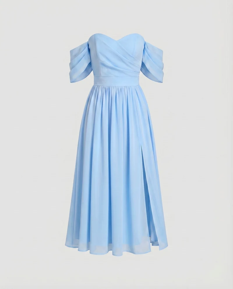 Damen Abendkleid Trägerlos Bustier Abnehmbare Ärmel