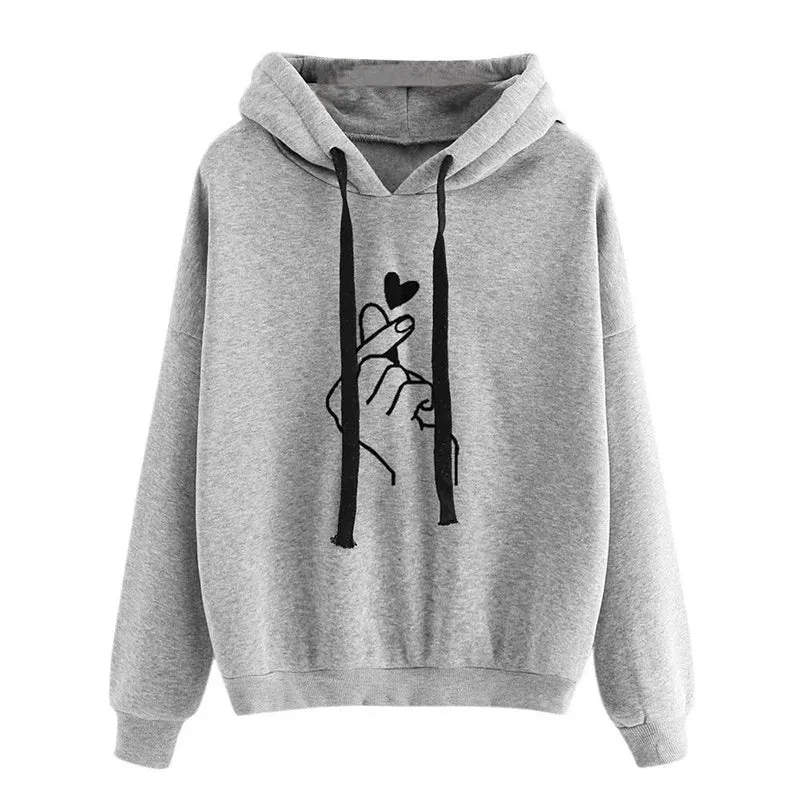 Hoodie Aus Fleece mit Fingerherz-Motiv